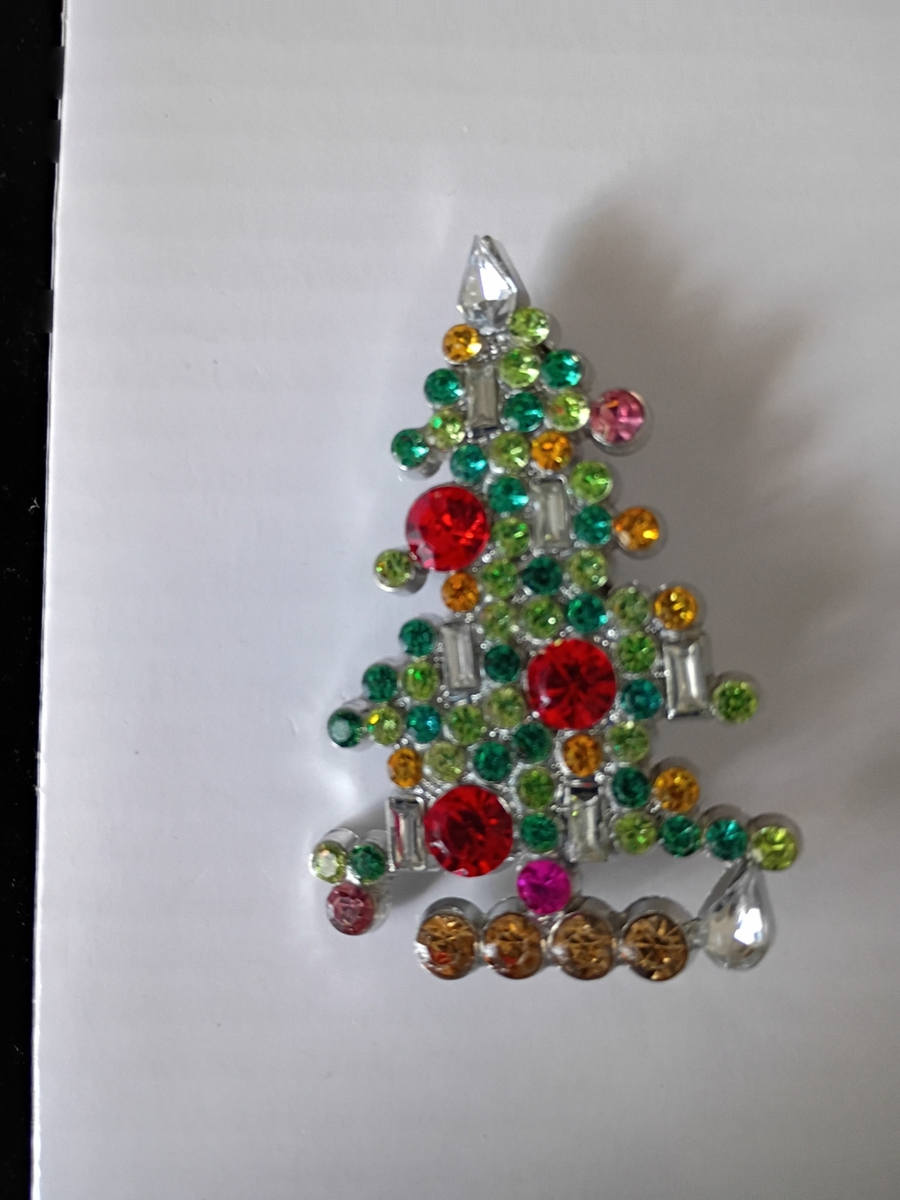 Festive Multicolor Rhinestones Christmas Tree Brooch